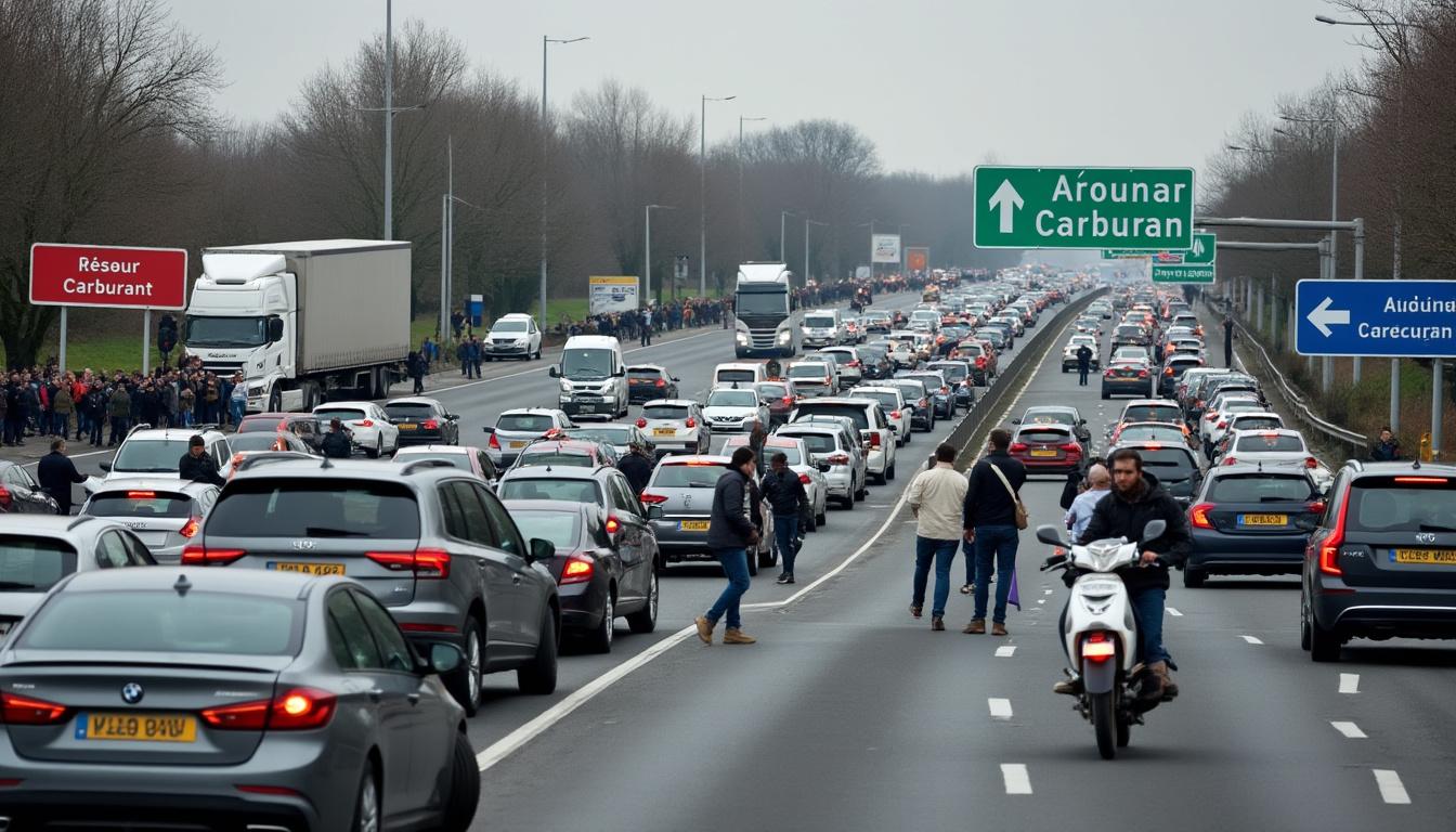 début d'une crise carburant en france : des blocages entraînent des perturbations majeures dans tout le pays, impactant la circulation et l'approvisionnement.